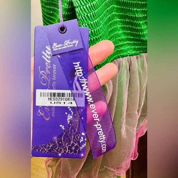Ever Pretty Purple & Green Sequin Top Dress with Green Sash -Comes with Sash Pin - Picture 14 of 16